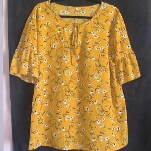 Yellow/blue floral top